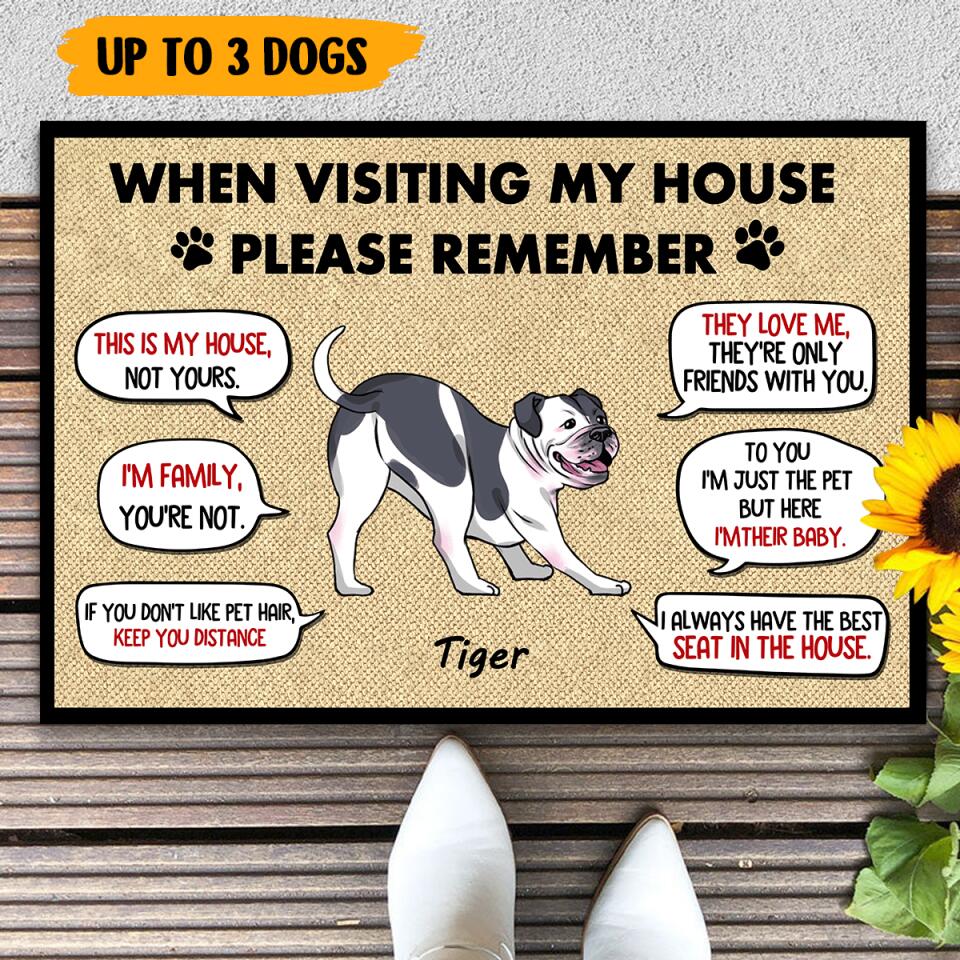 When Visiting Our House,Please Remember - Personalized Funny Dogs Decorative Door Mat