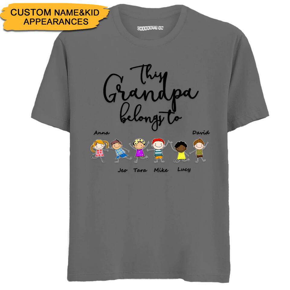 “ This Grandpa Belongs to ”- Personalized Shirt Custom Name&Kids Appearances