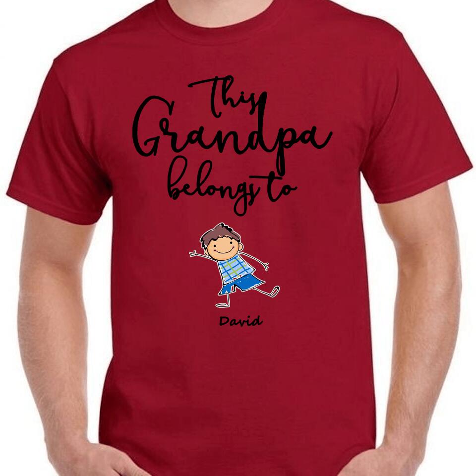 “ This Grandpa Belongs to ”- Personalized Shirt Custom Name&Kids Appearances
