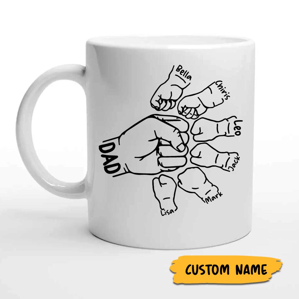 Fathers Day Kids Fist Bump - Personalized Custom Name Mug