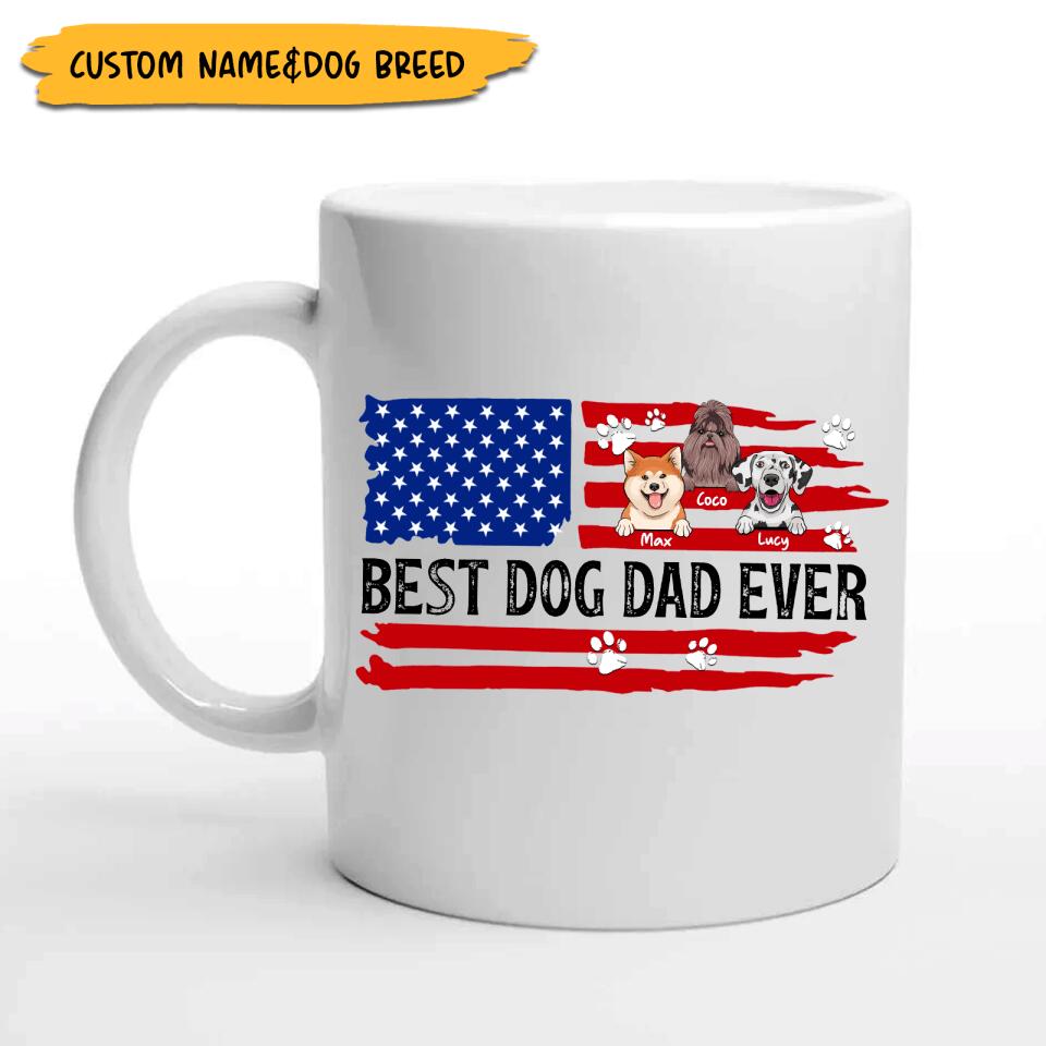 Personalized Best Dog Dad / Dog Mom Ever Paw Flag Dog Mug