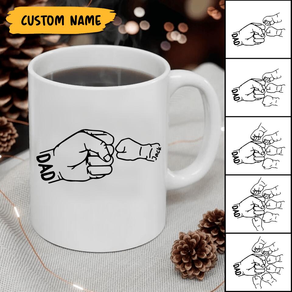 Fathers Day Kids Fist Bump - Personalized Custom Name Mug