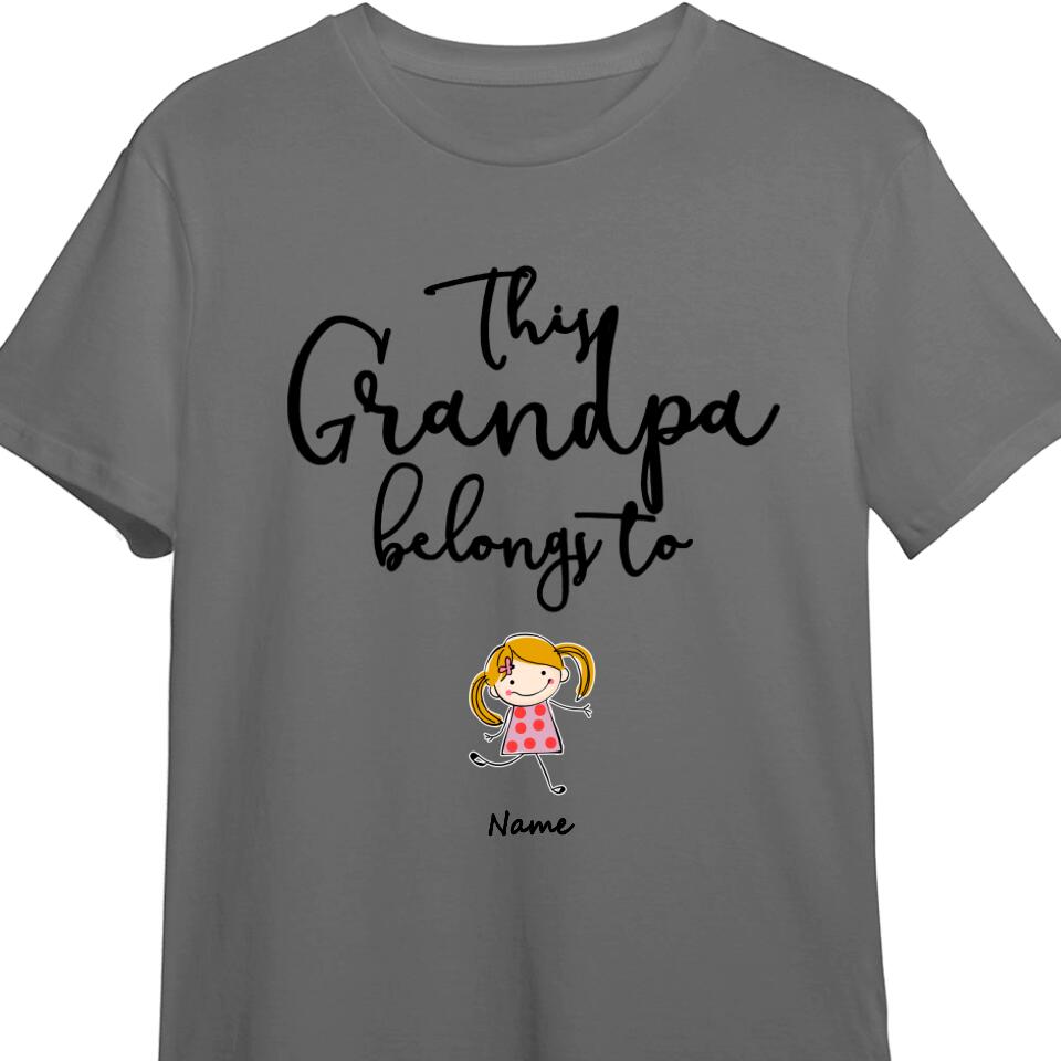 “ This Grandpa Belongs to ”- Personalized Shirt Custom Name&Kids Appearances