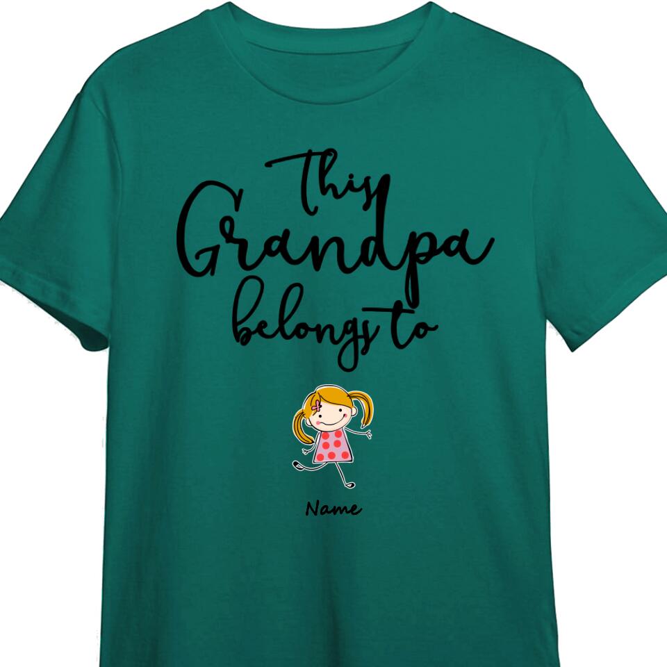 “ This Grandpa Belongs to ”- Personalized Shirt Custom Name&Kids Appearances