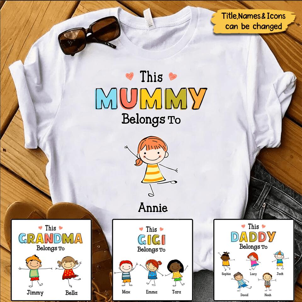 Personalized Grandma Drawing Custom Nickname&Kid Appearances Unisex T-Shirt