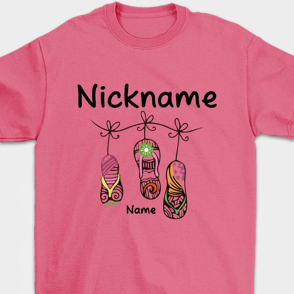 Personalized Gift Grandma Custom Nickname&Name T-Shirt