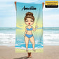 Summer Vacation - Personalized Beach Towel Gift For Woman