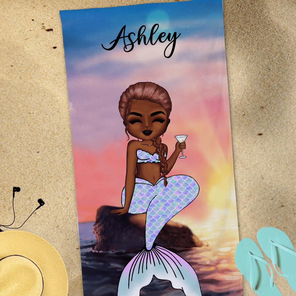 Personalized Mermaid Beach Towels For Women Summer Girl Pool Towel