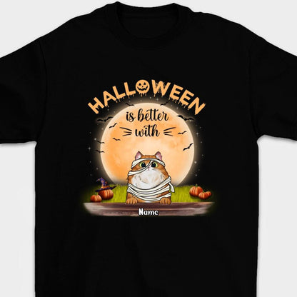 Personalized Halloween Is Better With Cats Shirt, Funny Cat Halloween Shirt