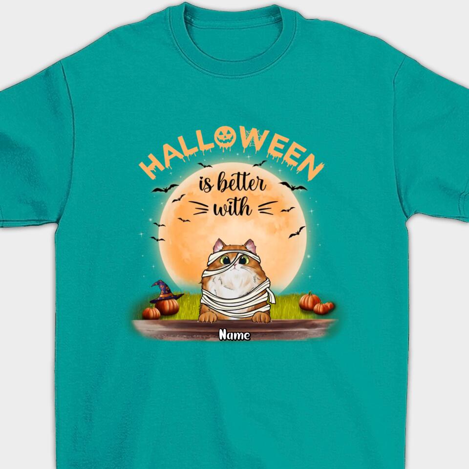 Personalized Halloween Is Better With Cats Shirt, Funny Cat Halloween Shirt