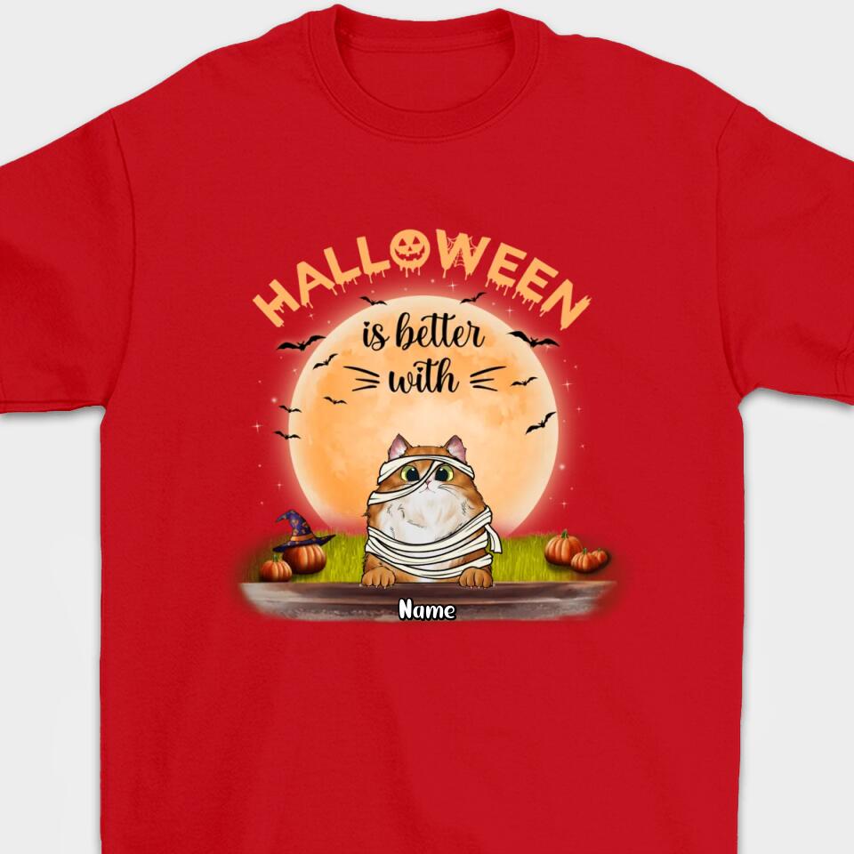 Personalized Halloween Is Better With Cats Shirt, Funny Cat Halloween Shirt