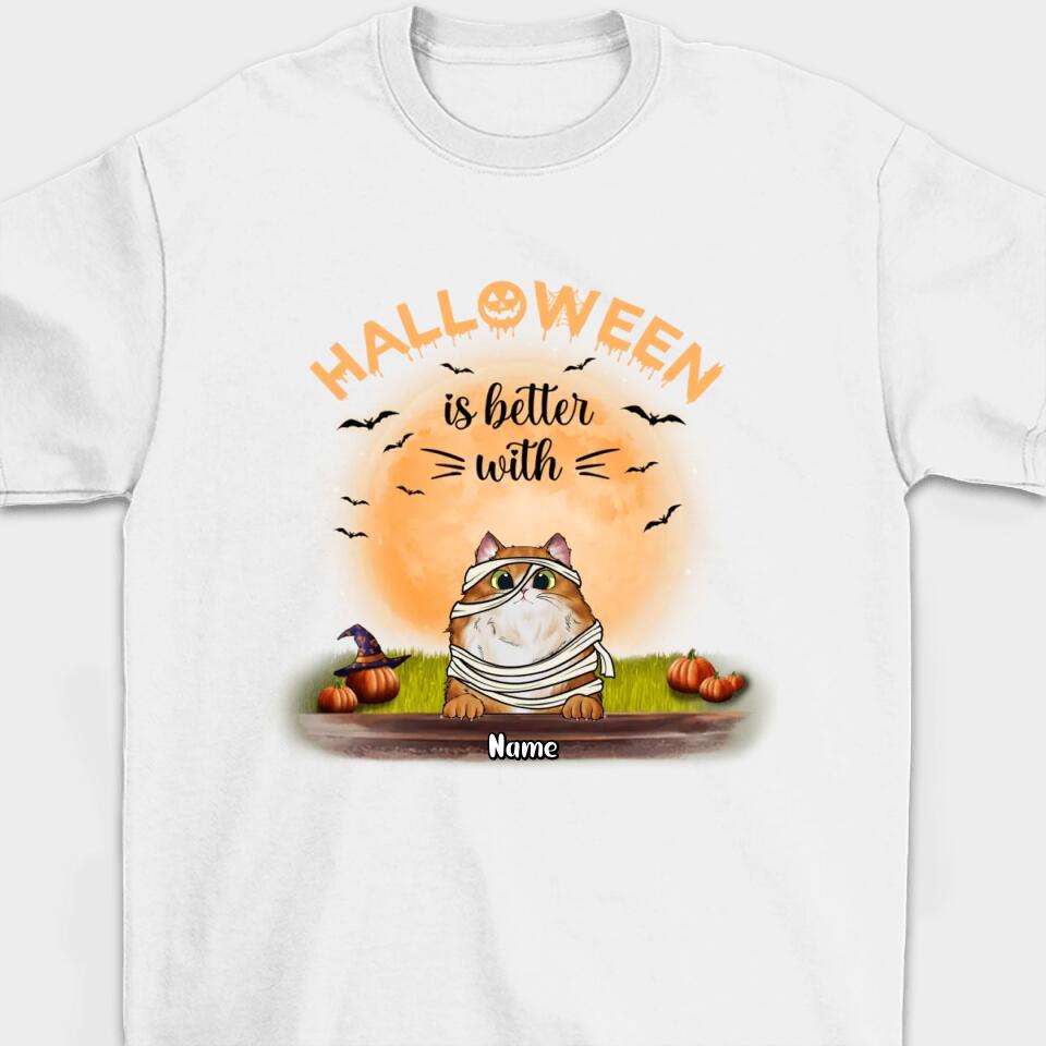 Personalized Halloween Is Better With Cats Shirt, Funny Cat Halloween Shirt