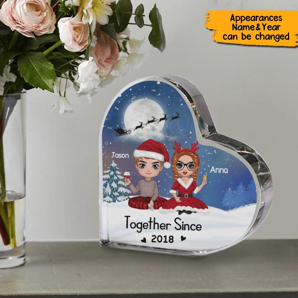 Personalized Couple Christmas Heart-Shaped Acrylic Plaque