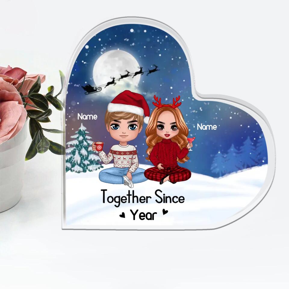 Personalized Couple Christmas Heart-Shaped Acrylic Plaque