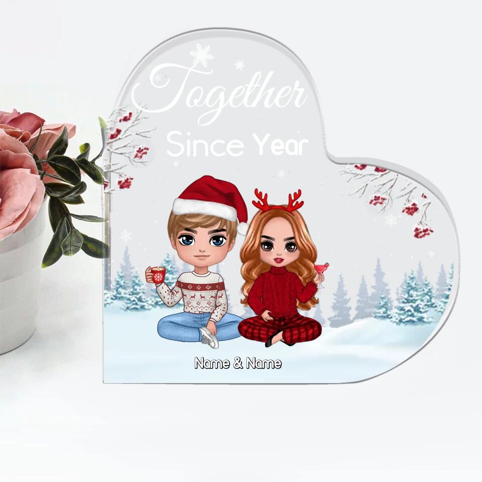 Together Since(Year)-Personalized Couple Christmas Heart-Shaped Acrylic Plaque