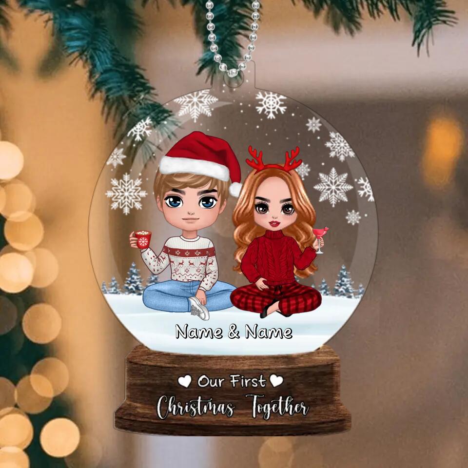 Couple Sitting Christmas-Personalized Acrylic Ornament