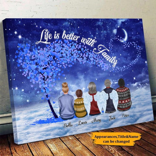 Life Is Better With Family - Personalized Starry Sky
 Christmas Gift - Wrapped Canvas - Gift For Family