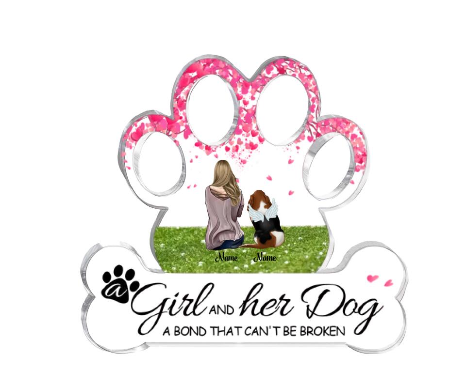 Transparent Plaque - Dog Lover Gifts - A girl and her dog a bond that can't be broken