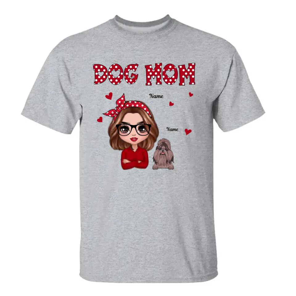 Personalized Dog Mom Polka Dot Pattern Doll Shirt, Gift For Dog Lovers