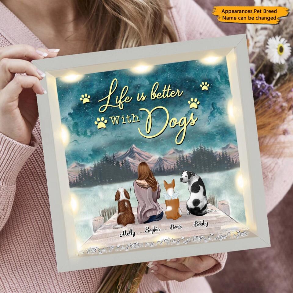 Man&Women, Dog and Cat - Personalized Light-Up Frame, Memorial Gift For Pet Lovers