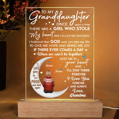 To My Granddaughter Grandma Personalized LED Night Light, Acrylic LED Lamp