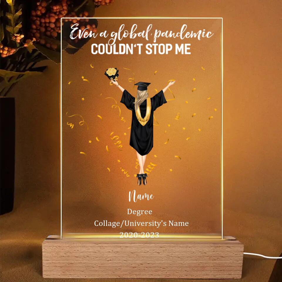 Graduation Celebration - Personalized 3D LED Light Wooden Base - Birthday, Graduate Gift For Students