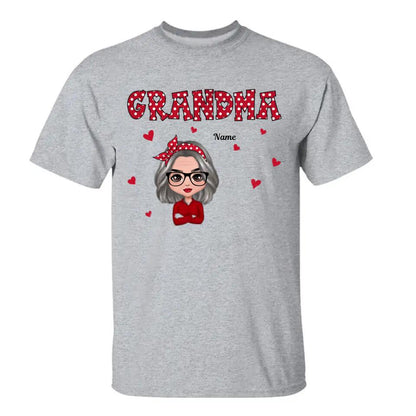 Personalized Grandma And Grandkids Polka Dot Pattern Doll Shirt, Gift For Grandma