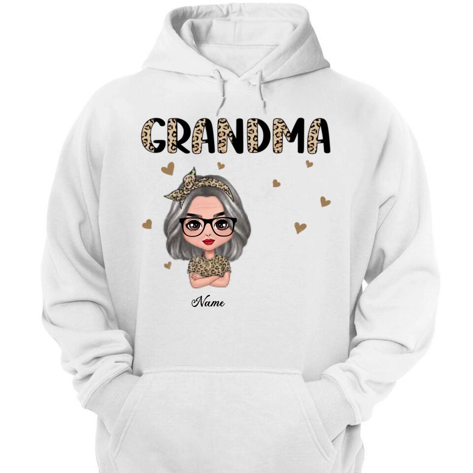 Half Leopard Grandma With Grandkids Personalized Shirt,Hoodie,Gift For Grandma