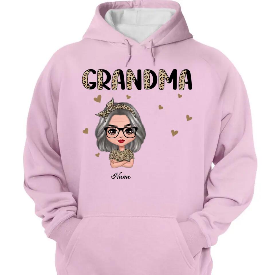 Half Leopard Grandma With Grandkids Personalized Shirt,Hoodie,Gift For Grandma