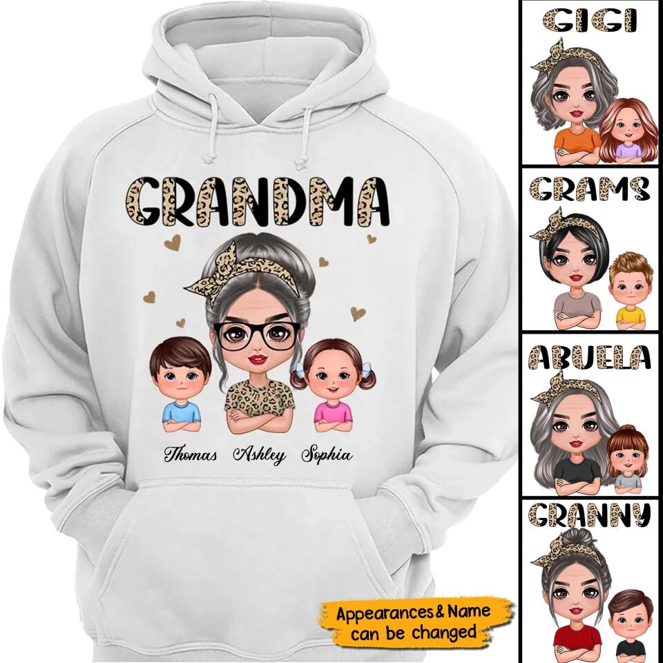 Half Leopard Grandma With Grandkids Personalized Shirt,Hoodie,Gift For Grandma