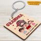 Polka Dot Pattern Grandma And Grandkids Personalized Wooden Keychain