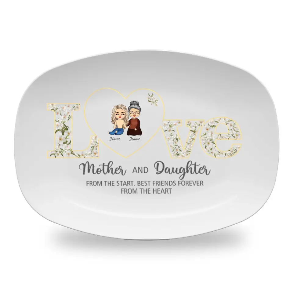 Mom Daughters - Mother's Day Gift - Family Personalized Custom Platter - Gift For Mom