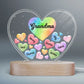 Grandma Mom Hearts In Heart Personalized Acrylic Heart LED Night Light, Mother's Day Gift