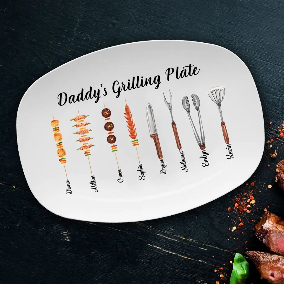 Personalized Grilling Platter, Daddy's Grilling Plate, BBQ Gifts, Grill Master, Father's Day Funny Gift For Dad From Daughter, Son