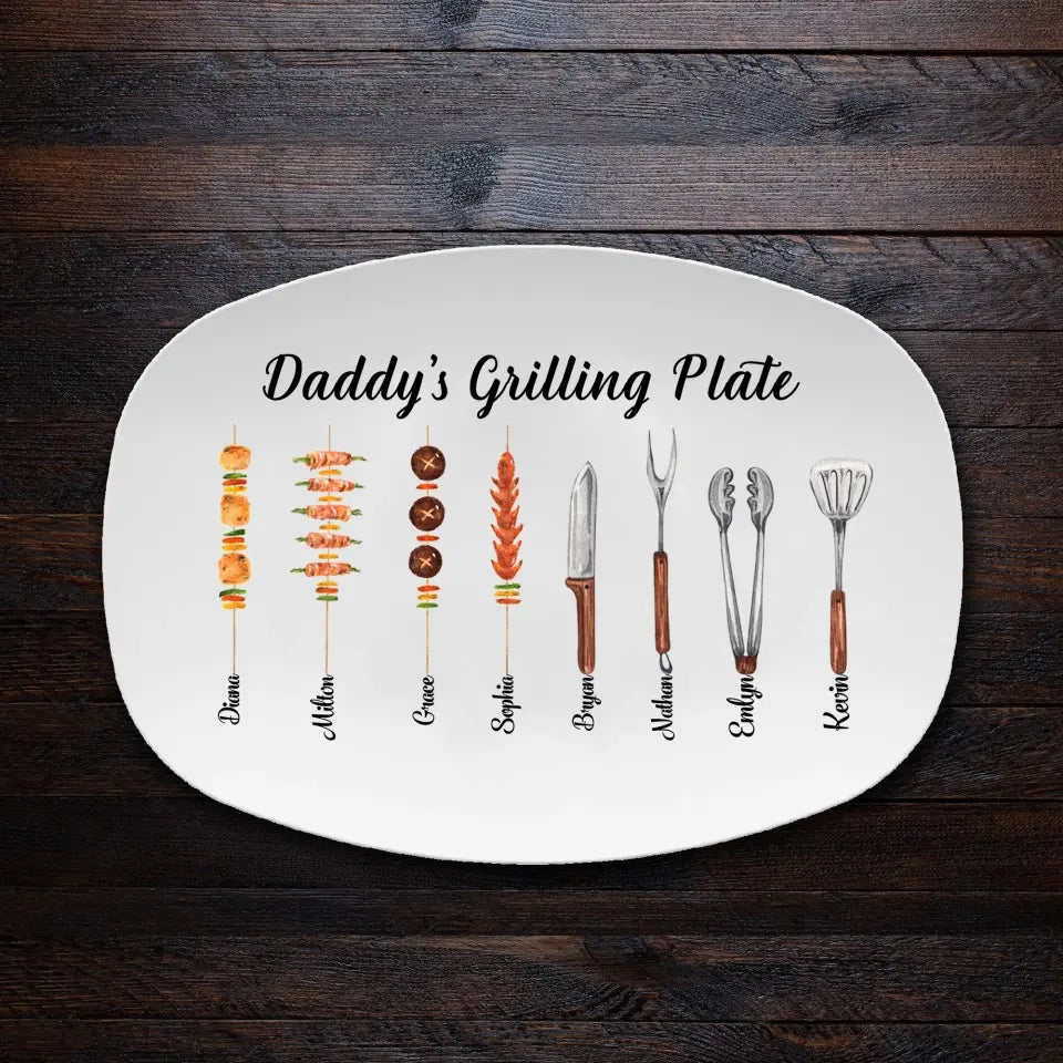 Personalized Grilling Platter, Daddy's Grilling Plate, BBQ Gifts, Grill Master, Father's Day Funny Gift For Dad From Daughter, Son