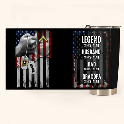 Legend Husband Daddy Grandpa Since Flag - Personalized Tumbler Cup - Father's Day Gift