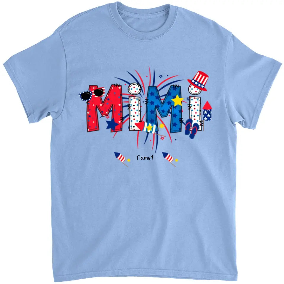 Great Mom Grandma Happy Holidays - Family Personalized Custom Unisex T-shirt,Sweatshirt - 4th Of July, Birthday Gift For Grandma, Mama, Family