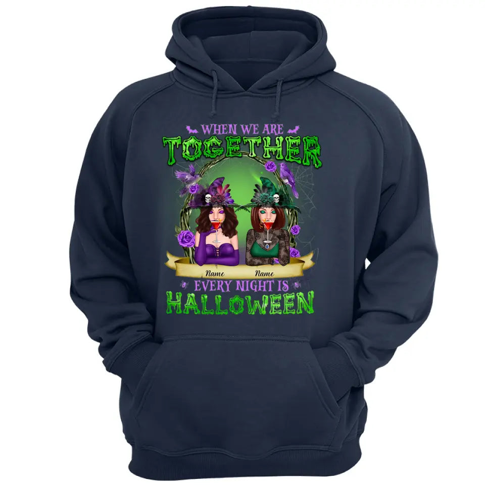 Green And Purple Witch Best Friends Sisters Personalized Shirt, Hoodie