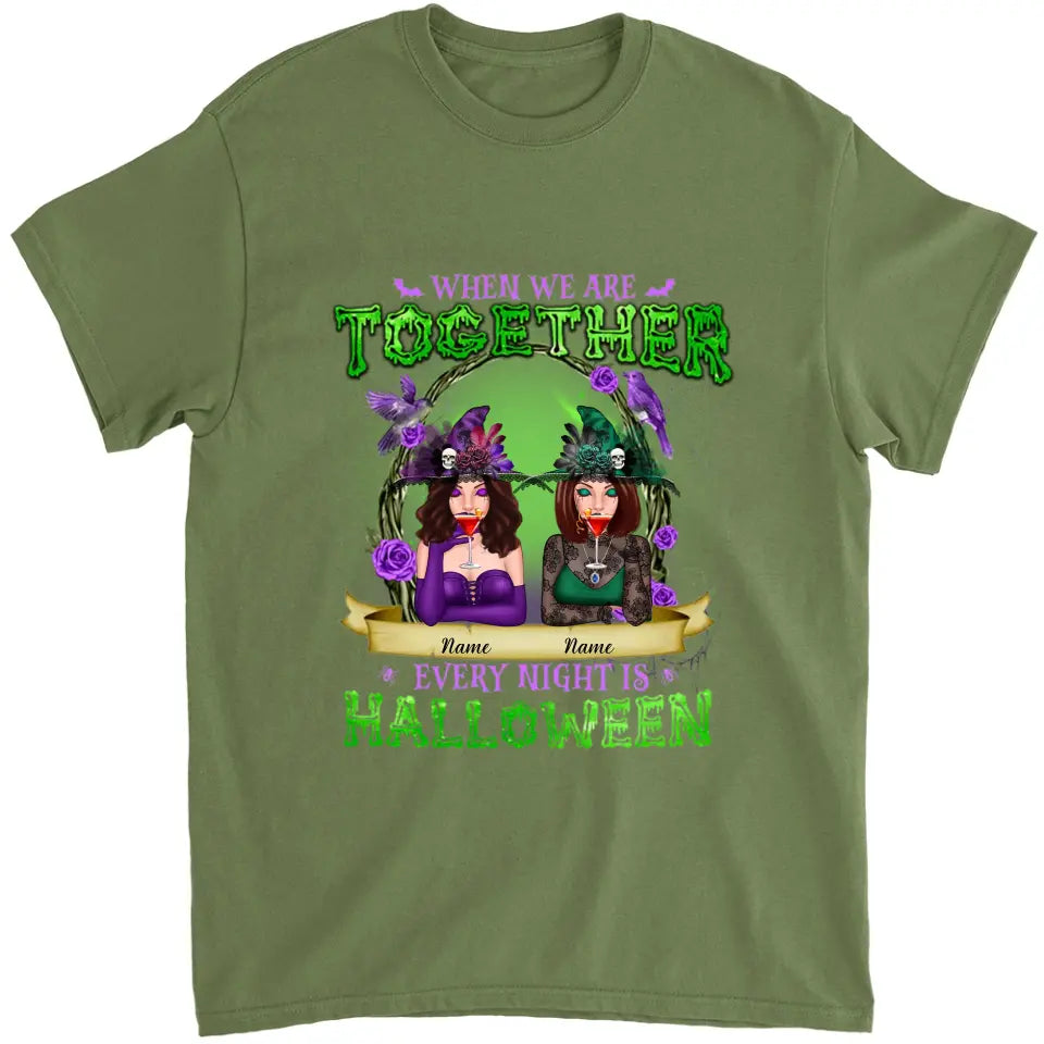 Green And Purple Witch Best Friends Sisters Personalized Shirt, Hoodie