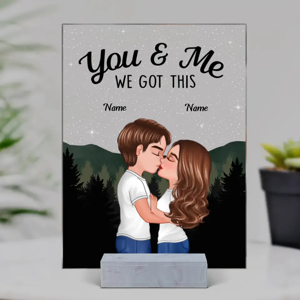 Couple Kissing Under Stars Sky Forest Personalized Acrylic Plaque
