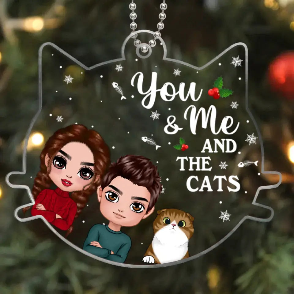 Couple And The Cats Funny Expressions Personalized Acrylic Ornament
