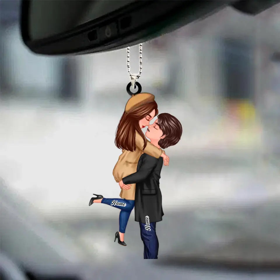 Personalized Ornament Hug Couple Fall Autumn, Car Ornament For Lover